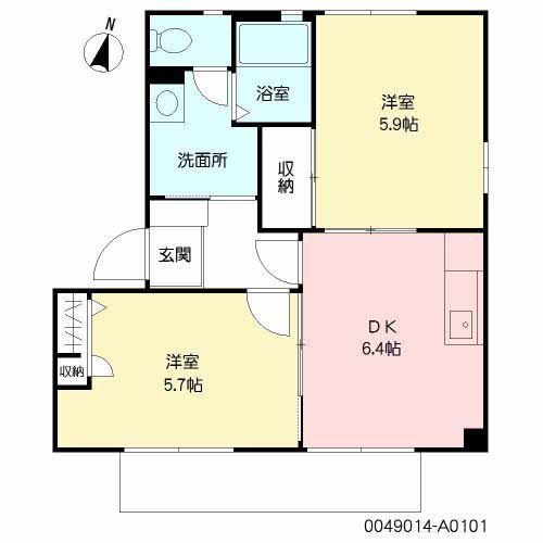クレスト望I(2DK/1階)の間取り写真