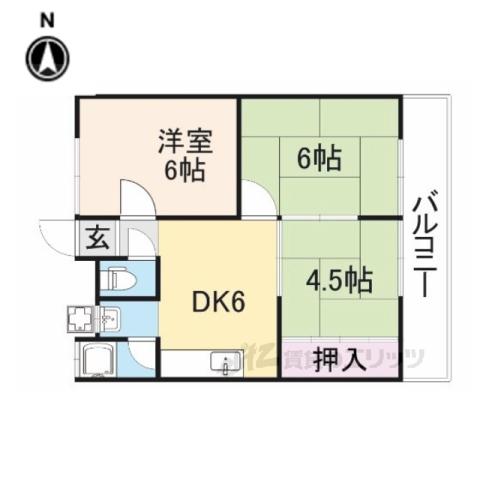 三輪マンション(3DK/1階)の間取り写真