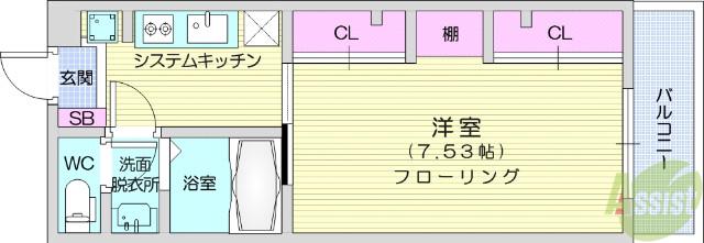 リブリ・はやちね1号館(1K/1階)の間取り写真