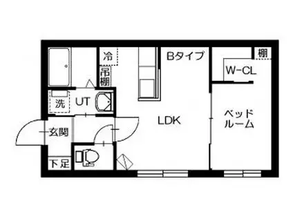 リベルタ北11条(1LDK/2階)の間取り写真