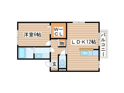 アムール・ド・メゾンV番館(1LDK/2階)の間取り写真