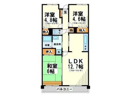 ヴィラ宮ノ下(3LDK/5階)の間取り写真