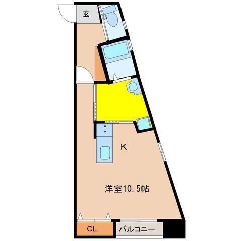 コンフォート吉村(ワンルーム/1階)の間取り写真