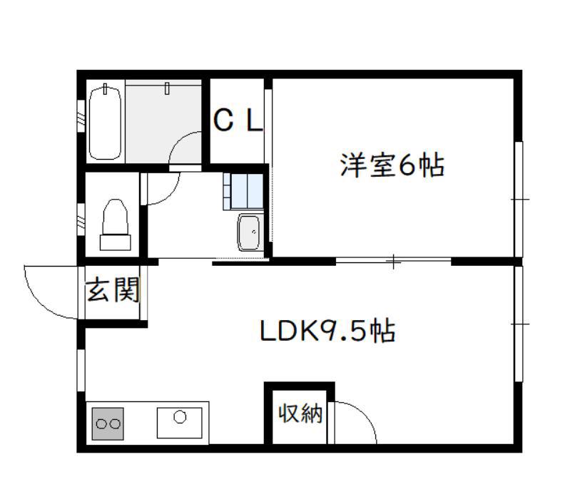 平原コーポ(1LDK/1階)の間取り写真