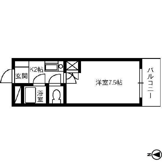 エメローズ千田(1K/2階)の間取り写真