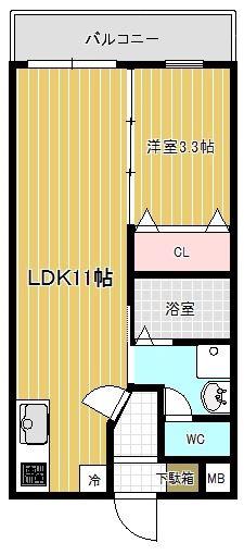 TY郡元(1LDK/2階)の間取り写真