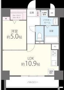 プランドール綾(1LDK/9階)の間取り写真