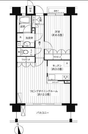 パシフィーク品川(1LDK/3階)の間取り写真