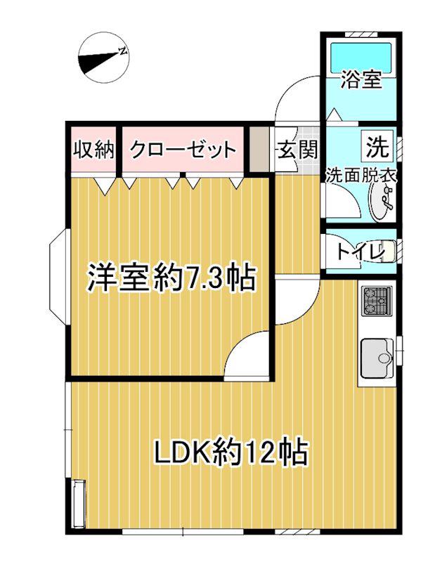 ヒカリハイツ(1LDK/1階)の間取り写真