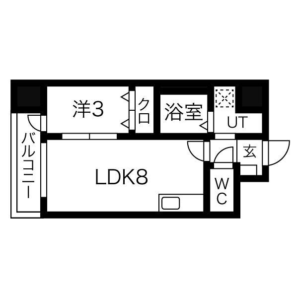 サンライズ支倉町(1LDK/7階)の間取り写真