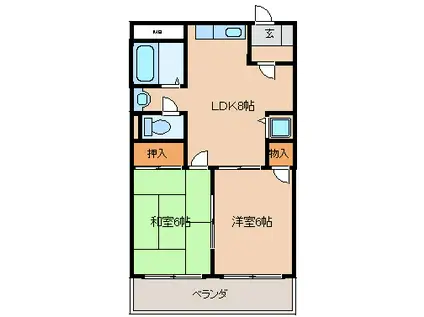 サンフィールド(2DK/1階)の間取り写真