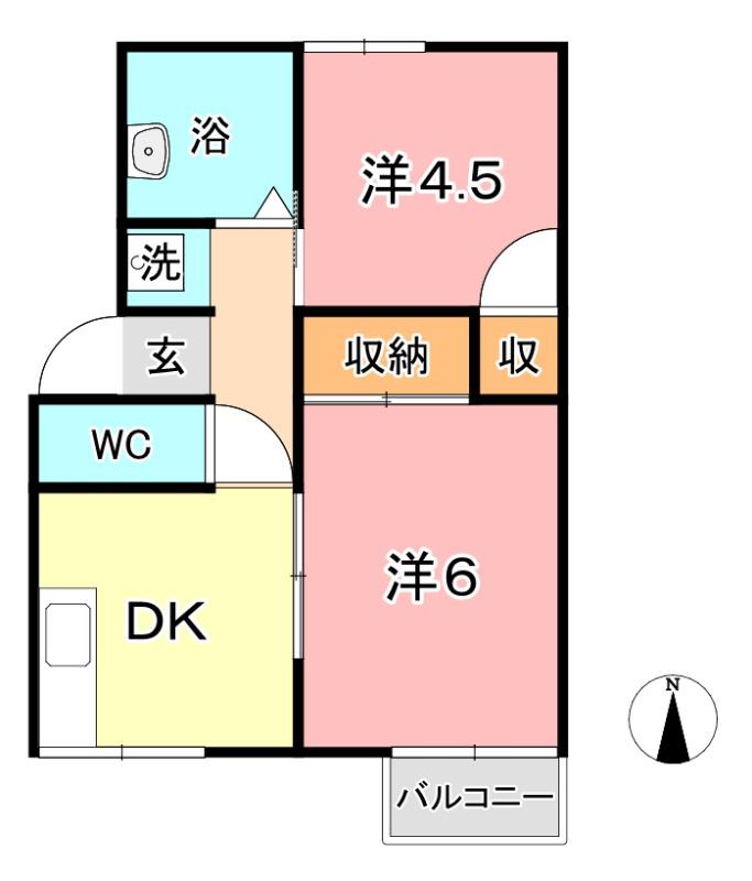 プレジール堀田 5号棟(2DK/2階)の間取り写真