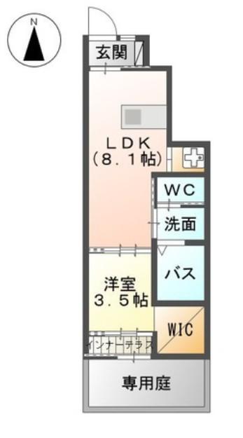 グレーシア皆春(1LDK/1階)の間取り写真
