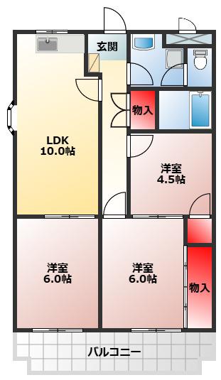 プラザエクシード(3LDK/1階)の間取り写真