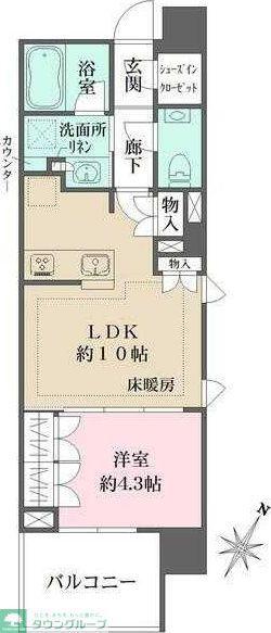ルフォン蔵前 ザ・レジデンス(1LDK/5階)の間取り写真