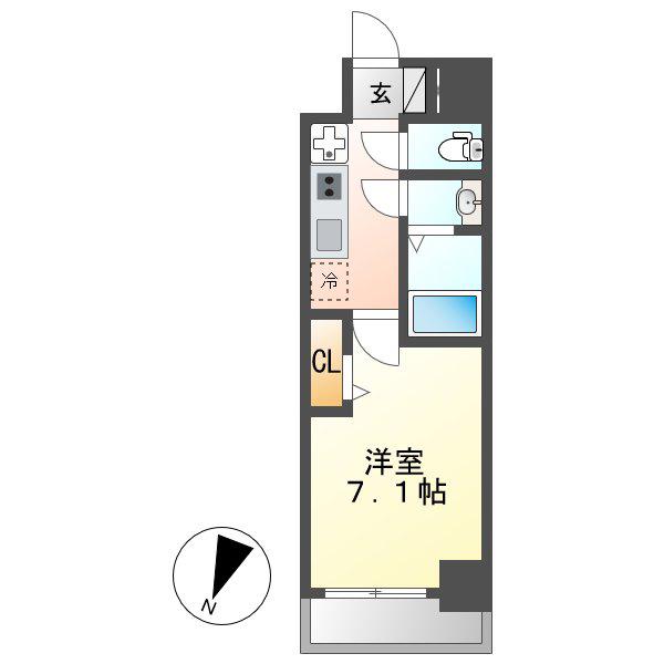 メイクスデザイン名駅南(1K/11階)の間取り写真