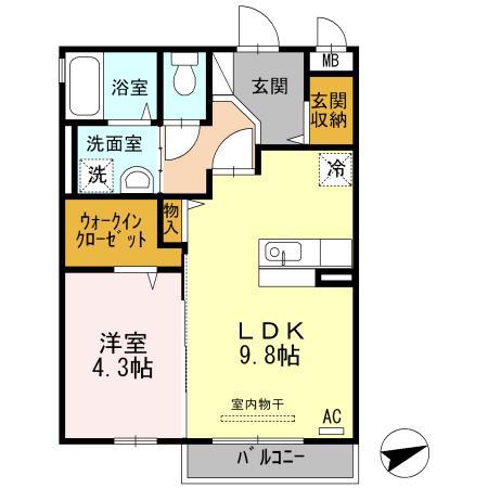 シェルシェ(1LDK/3階)の間取り写真
