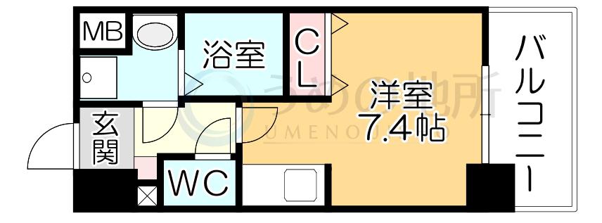 メゾンクラウン大手山(ワンルーム/10階)の間取り写真