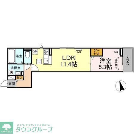 Dスクエア元本郷(1LDK/1階)の間取り写真