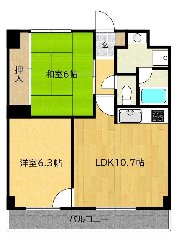 ルミエール(2LDK/4階)の間取り写真