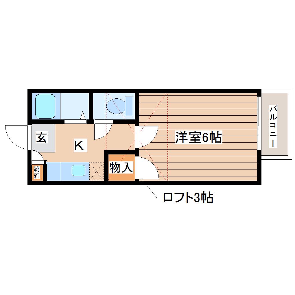 ロフティ富沢II(1K/2階)の間取り写真
