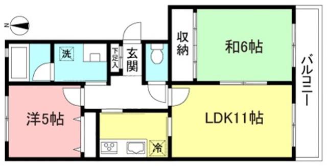 ヴェルジェ多摩(2LDK/3階)の間取り写真