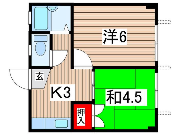 岩井マンション(2K/3階)の間取り写真