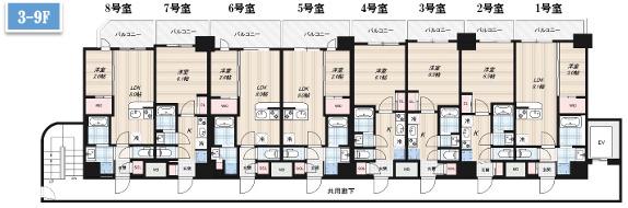 LUMINOUS放出(1LDK/8階)の間取り写真