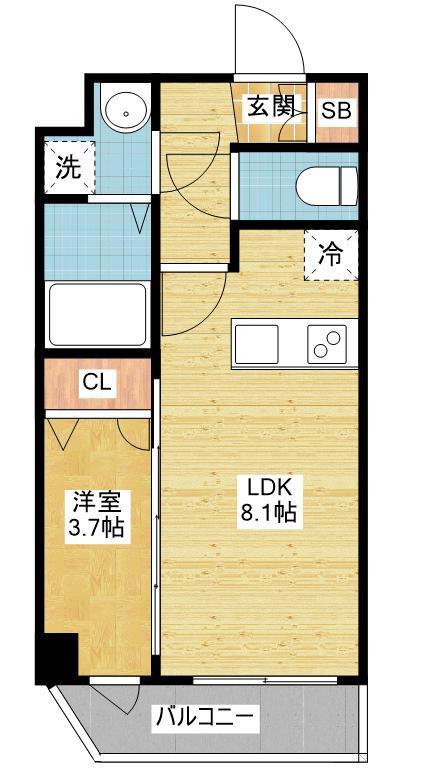 メイクス上前津III(1LDK/4階)の間取り写真