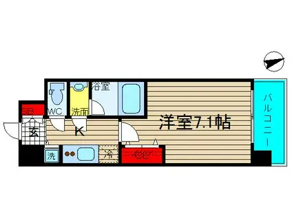 アドバンス難波南シャルム(1K/7階)の間取り写真