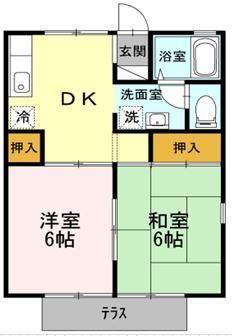 カーサビアンカ(2DK/2階)の間取り写真