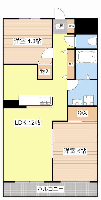 近江鉄道本線 桜川駅(滋賀) 徒歩17分 2階建 築24年(2LDK/2階)の間取り写真