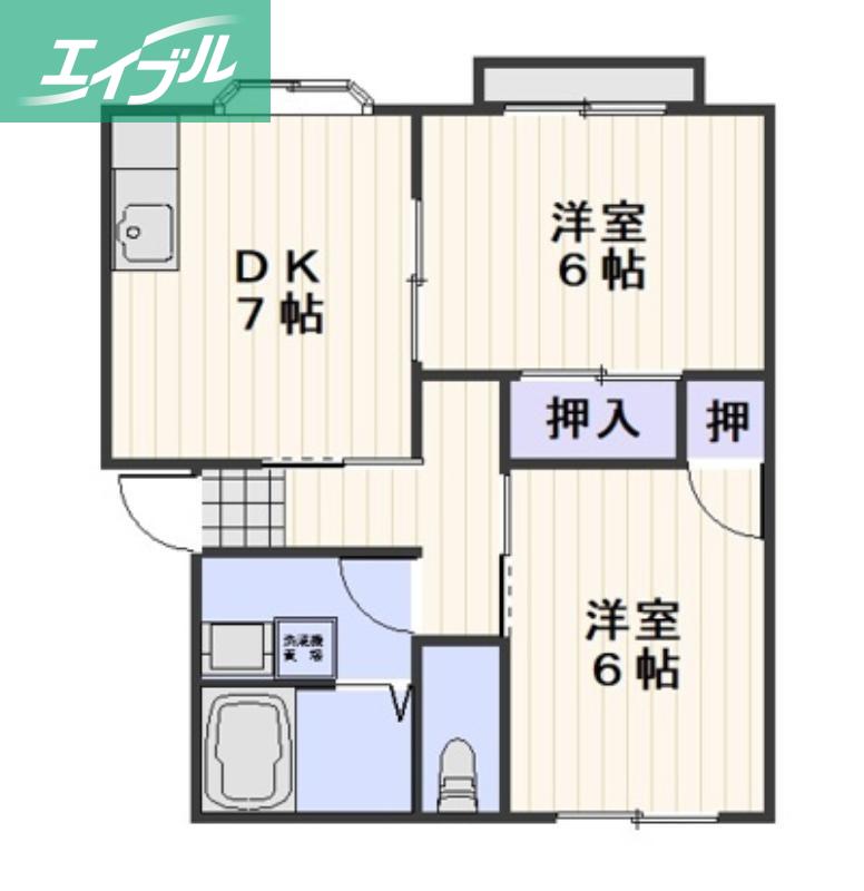 エントピア当新田 C棟(2DK/2階)の間取り写真