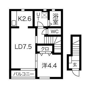 メゾンシャルマンK(1LDK/2階)の間取り写真