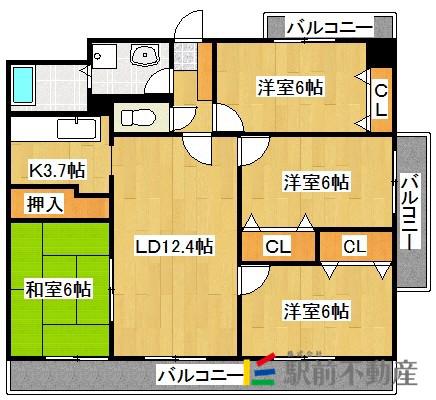 エバーライフ鳥栖(4LDK/6階)の間取り写真