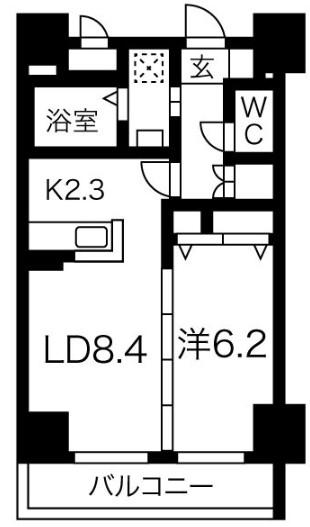 プランドールナカムラ(1LDK/8階)の間取り写真