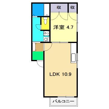 ハイツカワムラ(1LDK/2階)の間取り写真