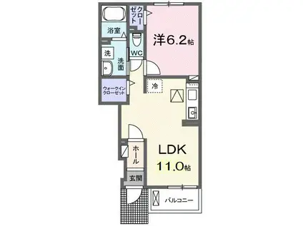ベルグレイス(1LDK/1階)の間取り写真