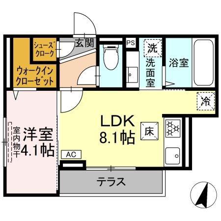 D PAINA弘明寺II(1LDK/1階)の間取り写真