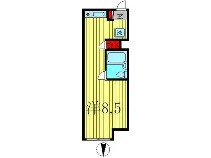 シティパル高田(ワンルーム/1階)の間取り写真