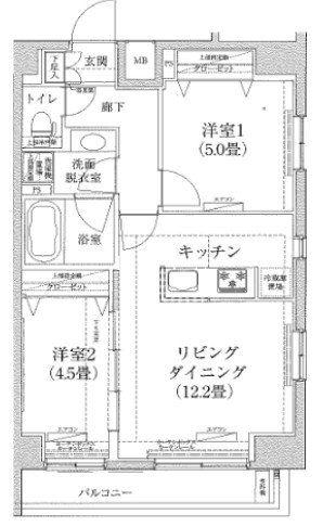 ルフレプレミアム神楽坂(2LDK/11階)の間取り写真