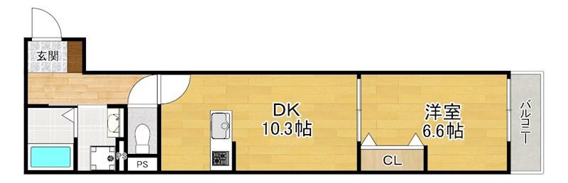 ウイング牧野駅前(1LDK/2階)の間取り写真