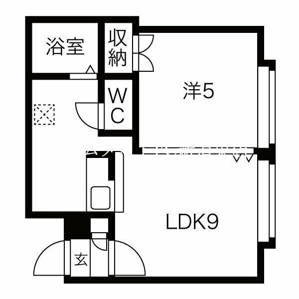 ガーデンパレス(1LDK/5階)の間取り写真