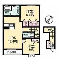ヴィアソーレ(2LDK/2階)の間取り写真