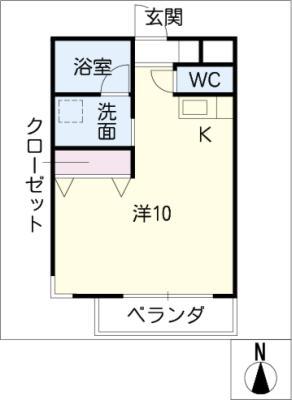 メゾンMK1(ワンルーム/2階)の間取り写真