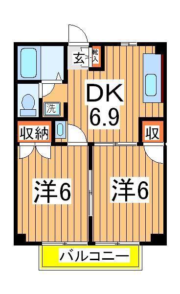 セジュール柏Ⅰ(2DK/2階)の間取り写真