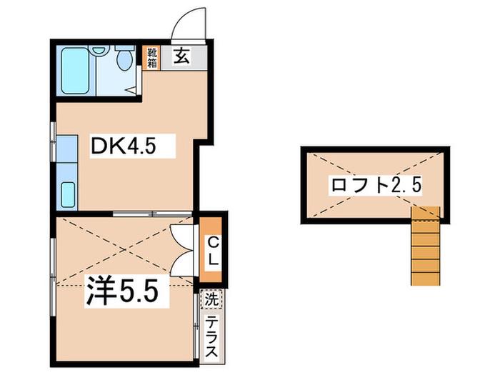 リベルダージ秦野(1DK/1階)の間取り写真