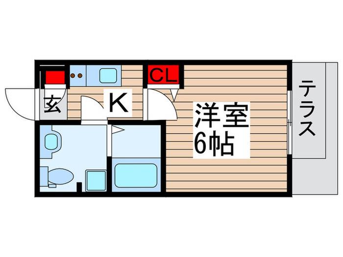 ベルメント平賀(1K/1階)の間取り写真