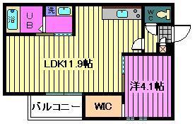 REGALEST響(1LDK/1階)の間取り写真