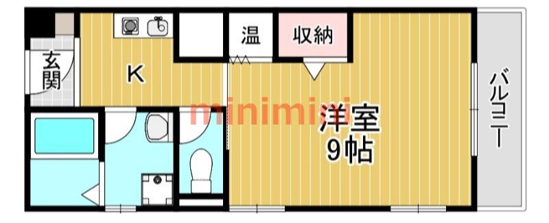 大弘元町ハイツ(1K/2階)の間取り写真